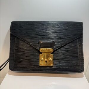 Louis Vuitton Black Epi Pochette Sellier Dragonne Clutch